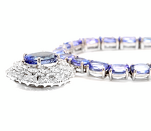 Load image into Gallery viewer, 44.40ct Natural Tanzanite &amp; Diamond 14k Solid White Gold Necklace