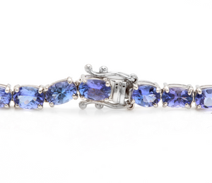 44.40ct Natural Tanzanite & Diamond 14k Solid White Gold Necklace