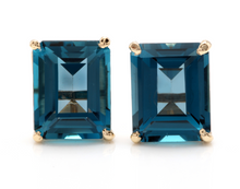 Load image into Gallery viewer, 6.00 Ct Natural London Blue Topaz 14k Solid Yellow Gold Stud Earrings