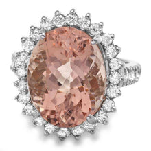 Load image into Gallery viewer, 10.70 Carats Natural Morganite and Diamond 14K Solid White Gold Ring