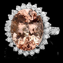 Load image into Gallery viewer, 10.70 Carats Natural Morganite and Diamond 14K Solid White Gold Ring