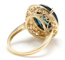 Load image into Gallery viewer, 10.75 Carats Impressive Natural London Blue Topaz and Diamond 14K Solid Yellow Gold Ring