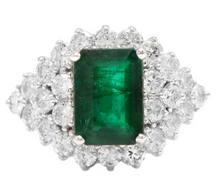 Load image into Gallery viewer, 4.70ct Natural Emerald &amp; Diamond 14k Solid White Gold Ring
