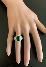 Load image into Gallery viewer, 4.70ct Natural Emerald &amp; Diamond 14k Solid White Gold Ring