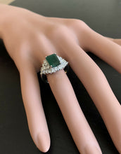 Load image into Gallery viewer, 4.70ct Natural Emerald &amp; Diamond 14k Solid White Gold Ring