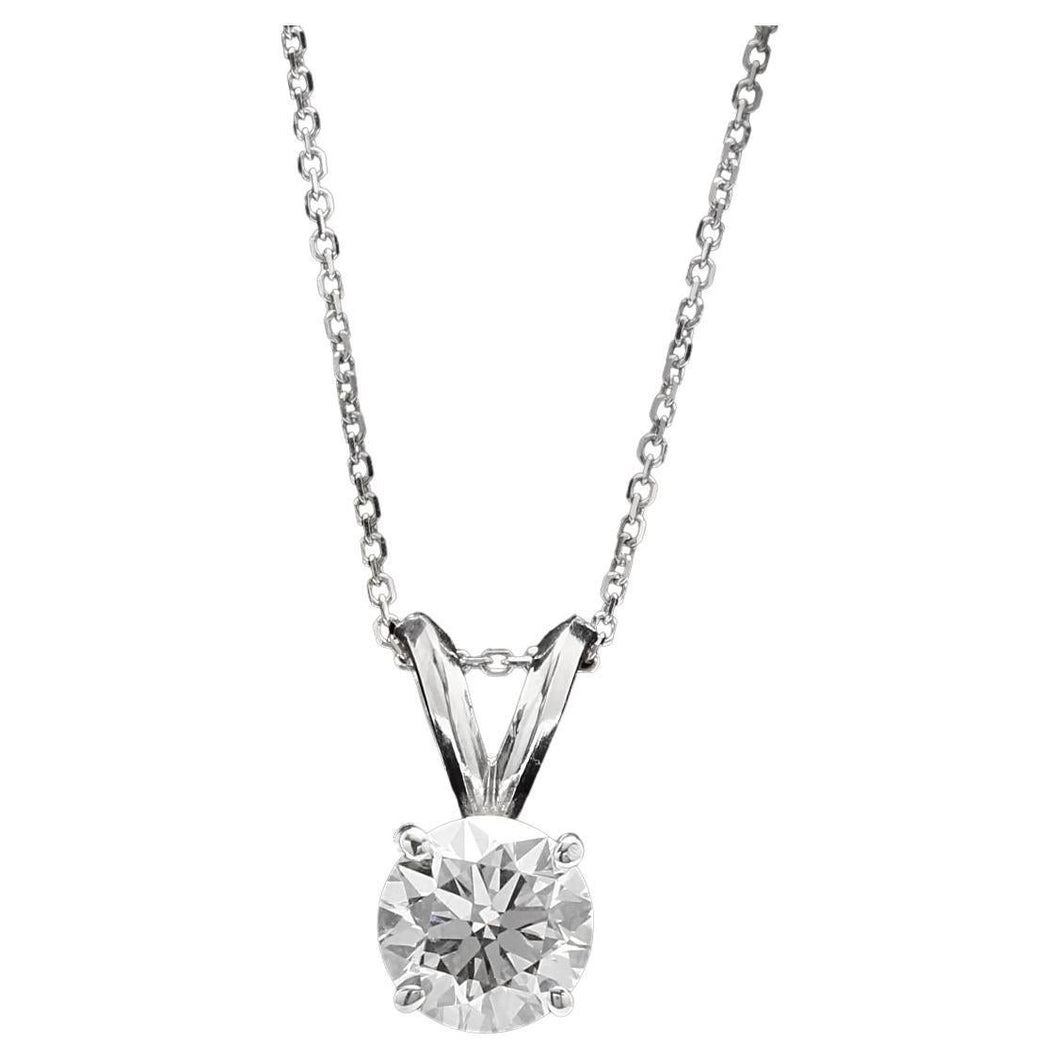 0.90ct Natural Diamond 14k Solid White Gold Pendant Necklace
