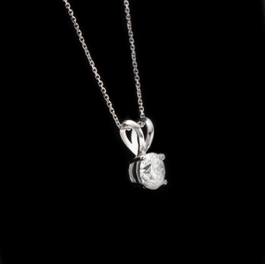 0.90ct Natural Diamond 14k Solid White Gold Pendant Necklace