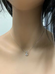 0.90ct Natural Diamond 14k Solid White Gold Pendant Necklace