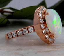 Load image into Gallery viewer, 6.70ct Natural Ethiopian Opal and Diamond 14k Solid Rose Gold Ring