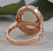 Load image into Gallery viewer, 6.70ct Natural Ethiopian Opal and Diamond 14k Solid Rose Gold Ring