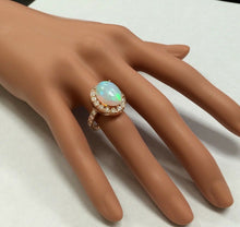 Load image into Gallery viewer, 6.70ct Natural Ethiopian Opal and Diamond 14k Solid Rose Gold Ring