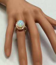Load image into Gallery viewer, 6.70ct Natural Ethiopian Opal and Diamond 14k Solid Rose Gold Ring