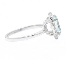 Load image into Gallery viewer, 3.65ct Natural Aquamarine &amp; Diamond 14k Solid White Gold Ring