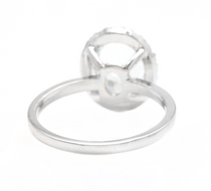 3.65ct Natural Aquamarine & Diamond 14k Solid White Gold Ring