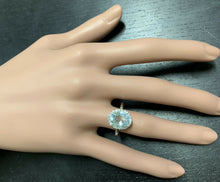 Load image into Gallery viewer, 3.65ct Natural Aquamarine &amp; Diamond 14k Solid White Gold Ring