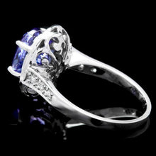 Load image into Gallery viewer, 4.30 Carats Natural Tanzanite and Diamond 14K Solid White Gold Ring