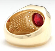 Load image into Gallery viewer, 4.60 Carats Natural Ruby and Diamond 14K Solid Yellow Gold Men&#39;s Ring