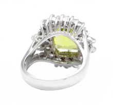 Load image into Gallery viewer, 6.20 Carats Natural Peridot and Diamond 14k Solid White Gold Ring