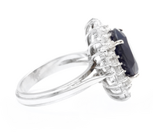 Load image into Gallery viewer, 8.40ct Natural Blue Sapphire &amp; Diamond 14k Solid White Gold  Ring