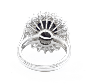 8.40ct Natural Blue Sapphire & Diamond 14k Solid White Gold  Ring