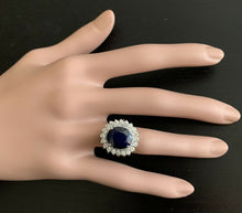Load image into Gallery viewer, 8.40ct Natural Blue Sapphire &amp; Diamond 14k Solid White Gold  Ring