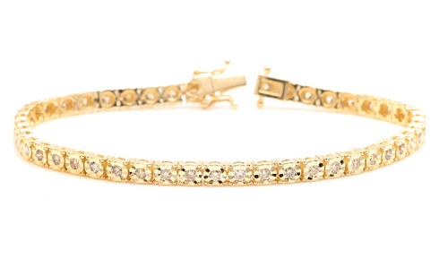 2.60 Carats Natural Diamond 14k Solid Yellow Gold Tennis Bracelet