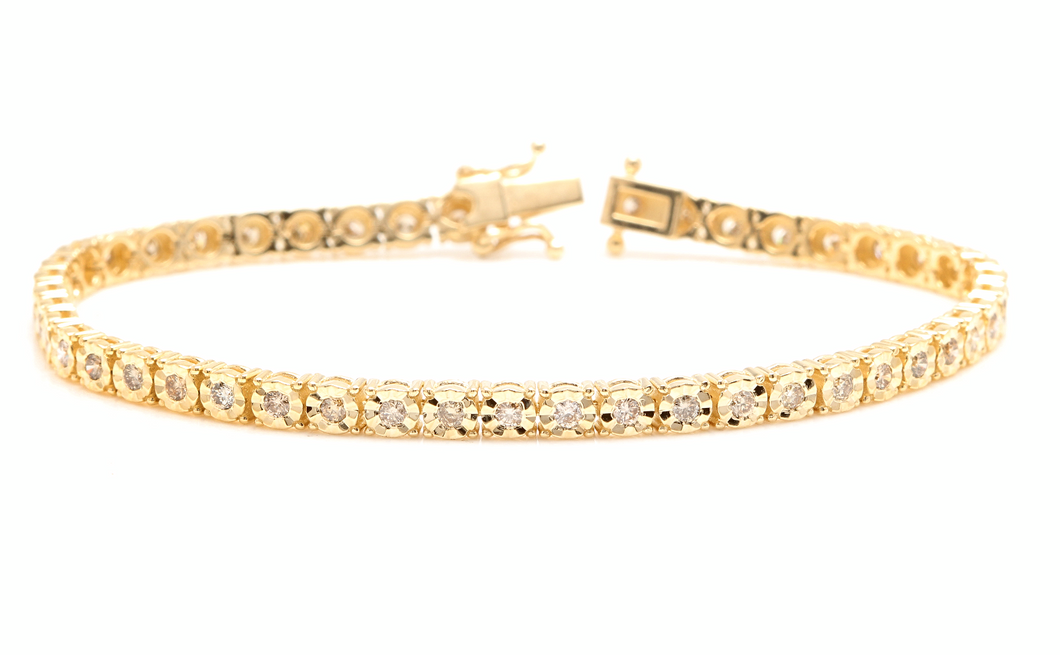 2.60 Carats Natural Diamond 14k Solid Yellow Gold Tennis Bracelet