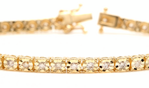 2.60 Carats Natural Diamond 14k Solid Yellow Gold Tennis Bracelet