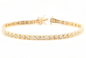 1.50 Carats Natural Diamond 14k Solid Yellow Gold Tennis Bracelet