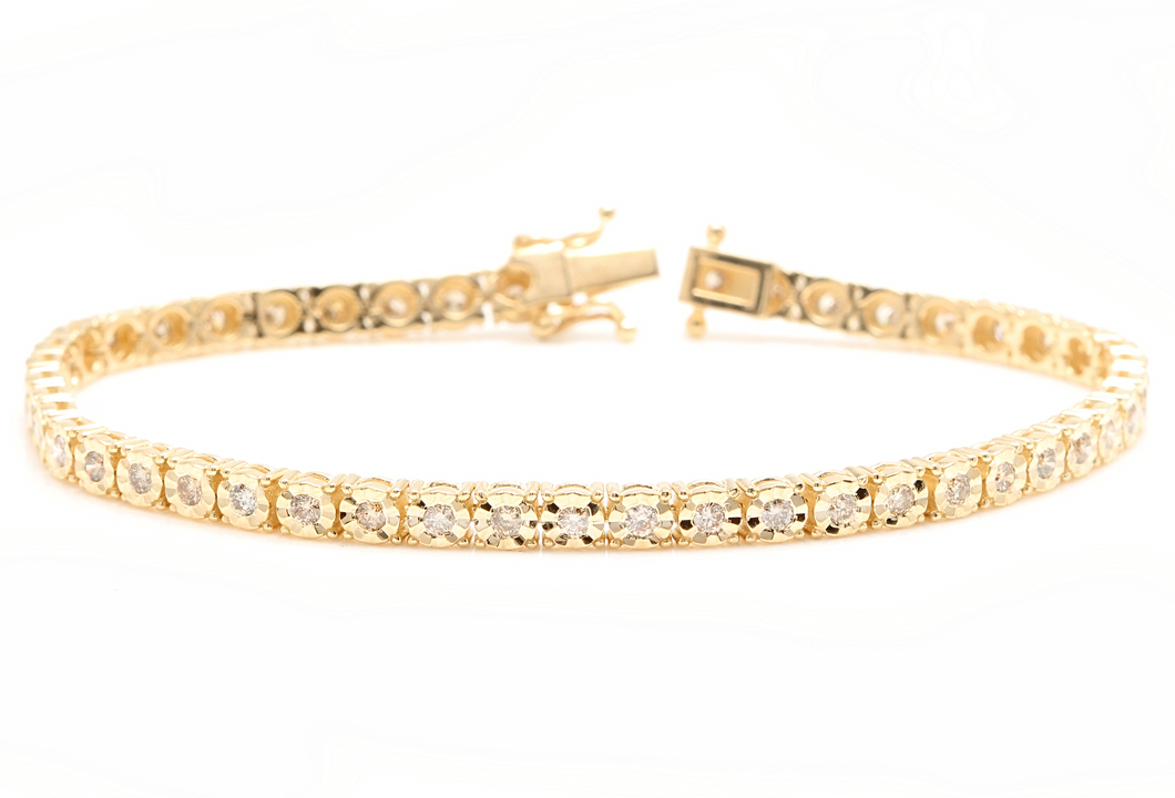 1.50 Carats Natural Diamond 14k Solid Yellow Gold Tennis Bracelet