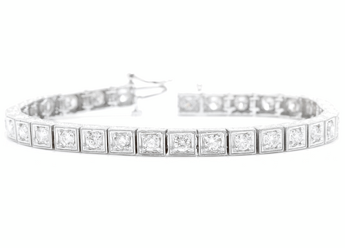 4.00 Carat Natural Diamond 14k Solid White Gold Bracelet