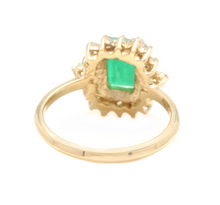Load image into Gallery viewer, 1.60ct Natural Emerald &amp; Diamond 14k Solid Yellow Gold Ring