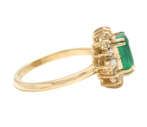 1.60ct Natural Emerald & Diamond 14k Solid Yellow Gold Ring