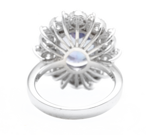 6.30 Carats Natural Tanzanite and Diamond 14k Solid White Gold Ring
