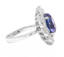 Load image into Gallery viewer, 6.30 Carats Natural Tanzanite and Diamond 14k Solid White Gold Ring