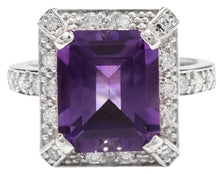 Load image into Gallery viewer, 6.05 Carats Impressive Natural Amethyst and Diamond 18K White Gold Ring