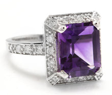 Load image into Gallery viewer, 6.05 Carats Impressive Natural Amethyst and Diamond 18K White Gold Ring