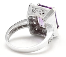 Load image into Gallery viewer, 6.05 Carats Impressive Natural Amethyst and Diamond 18K White Gold Ring