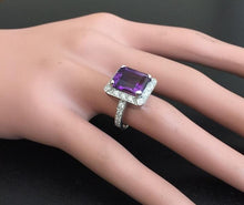Load image into Gallery viewer, 6.05 Carats Impressive Natural Amethyst and Diamond 18K White Gold Ring