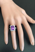 Load image into Gallery viewer, 6.05 Carats Impressive Natural Amethyst and Diamond 18K White Gold Ring