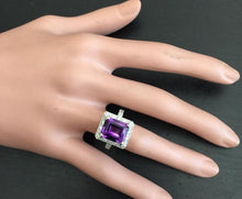 Load image into Gallery viewer, 6.05 Carats Impressive Natural Amethyst and Diamond 14K White Gold Ring