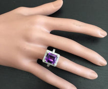 Load image into Gallery viewer, 6.05 Carats Impressive Natural Amethyst and Diamond 18K White Gold Ring