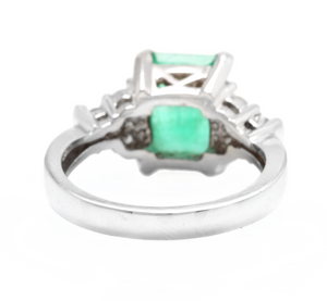 2.80ct Natural Emerald & Diamond 14k Solid White Gold Ring