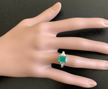 Load image into Gallery viewer, 2.80ct Natural Emerald &amp; Diamond 14k Solid White Gold Ring