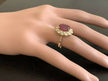 Load image into Gallery viewer, 7.20 Carats Natural Red Ruby and Diamond 18k Solid Yellow Gold Ring