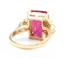 Load image into Gallery viewer, 12.60 Carats Natural Red Ruby and Diamond 14k Solid Yellow Gold Ring