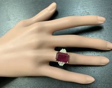 Load image into Gallery viewer, 12.60 Carats Natural Red Ruby and Diamond 14k Solid Yellow Gold Ring