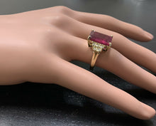 Load image into Gallery viewer, 12.60 Carats Natural Red Ruby and Diamond 14k Solid Yellow Gold Ring