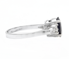 Load image into Gallery viewer, 5.75ct Natural Blue Sapphire &amp; Diamond 14k Solid White Gold Ring