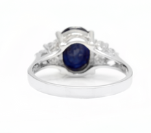 Load image into Gallery viewer, 5.75ct Natural Blue Sapphire &amp; Diamond 14k Solid White Gold Ring
